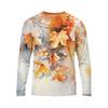 Men's Long Sleeve Maple Leaf Print Tee, Lightweight Round Neck Casual Top for Fall and Winter