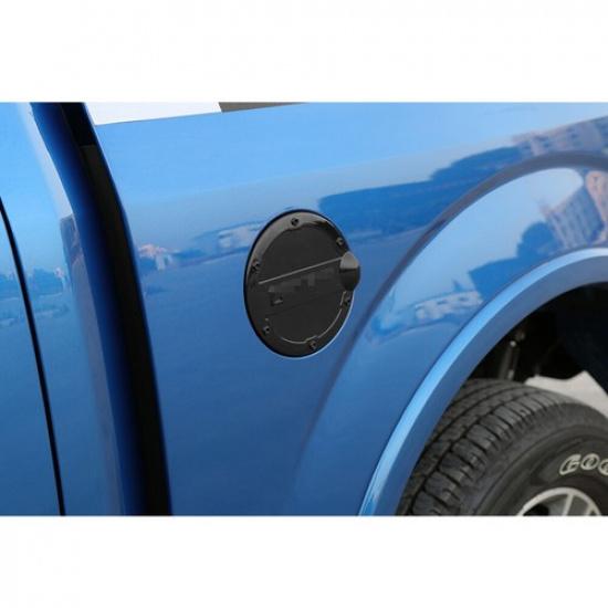 1X Fuel Filler Door Tank Gas Cap Decor Cover for Ford F-150 F150 2015+ Black ABS