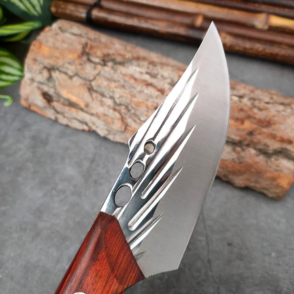 Meat Cleaver Knife Hand Forged Stainless Steel Butcher Knive Full-Tang Meat Boning Knife Cooking Knife for Cutting Fruit
