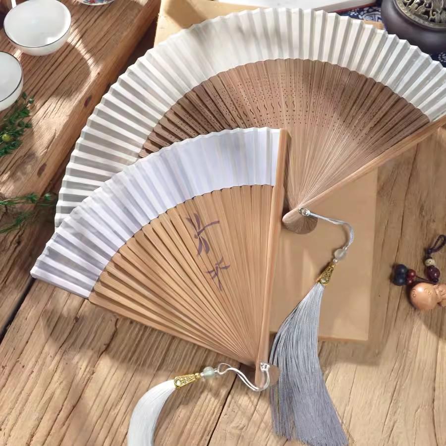 Retro Chinese Folding Fan for Women, Ancient Style, Pure Pigment Color, Women's Spray Painted Dragonfly, 7 ", New, Summer