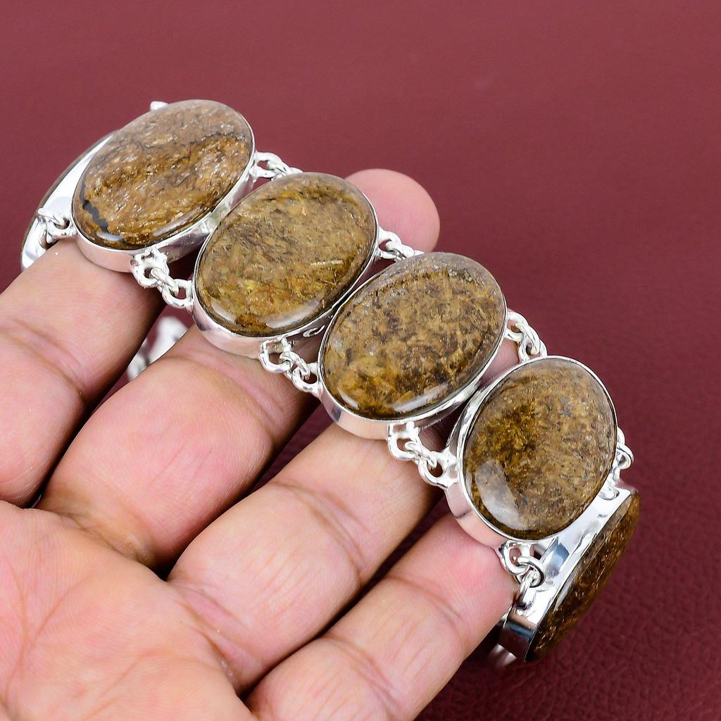 Bronzite Bracelet 925 Sterling Silver Bracelet Handmade Elegant Jewelry Adjustable Chain Bracelet Natural Gemstone Bracelet Engagement Gifts