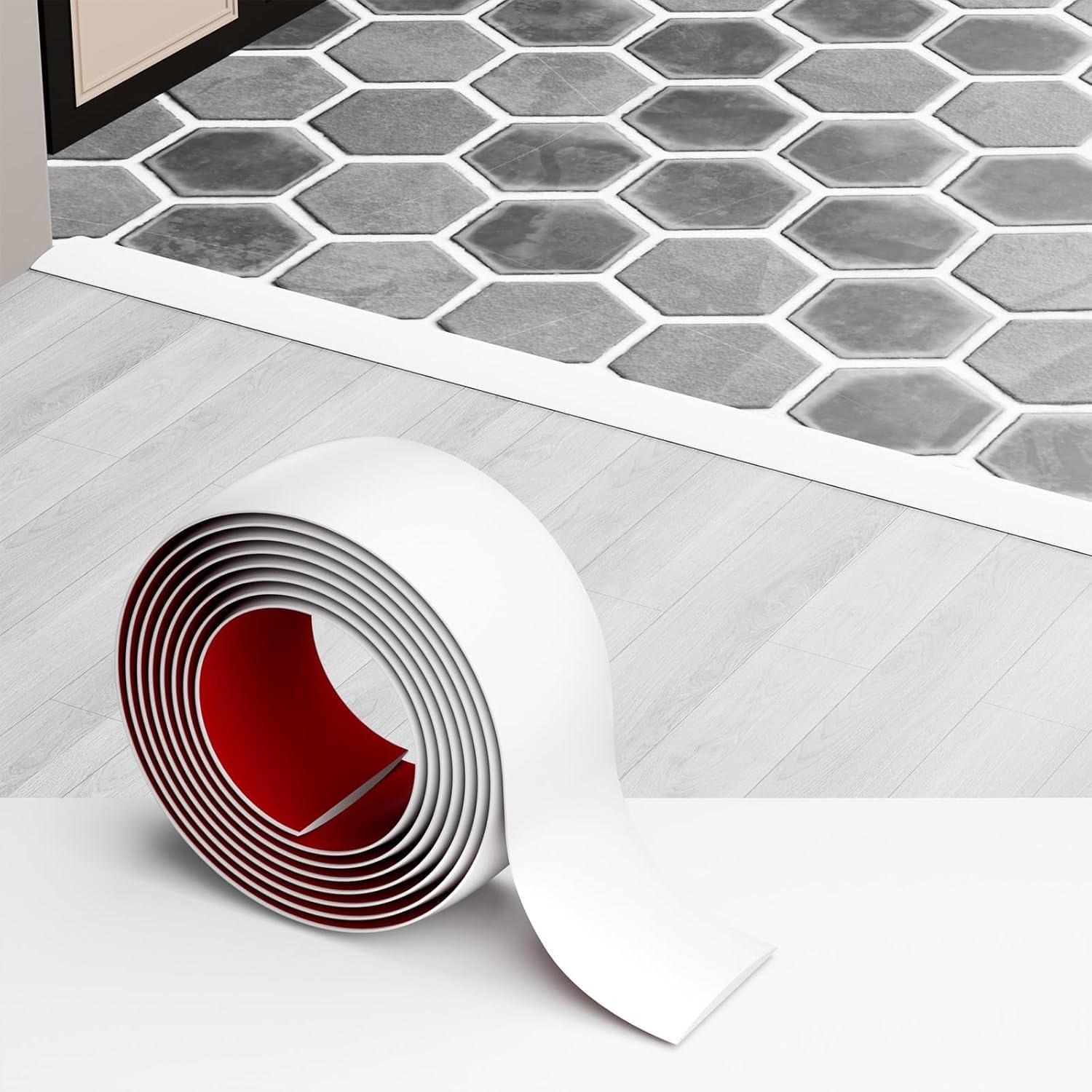 

1PC 118.11inch PVC Floor Transition Strip Threshold Edging Trim Strip Self Adhesive Doorway Floor Joining Strip Home Hardware 3meters белый