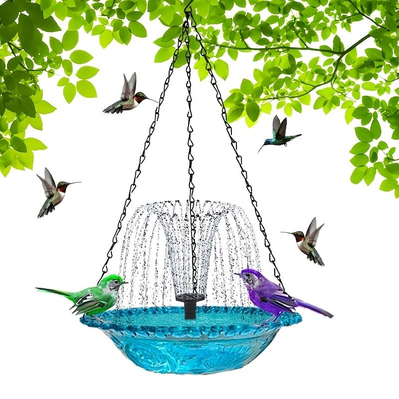 1pc Solar-Powered Hanging Bird Feeder & Fountain - Vibrant Blue Design with Water Flow, Ideal for Outdoor Garden, Attractive To Hummingbirds