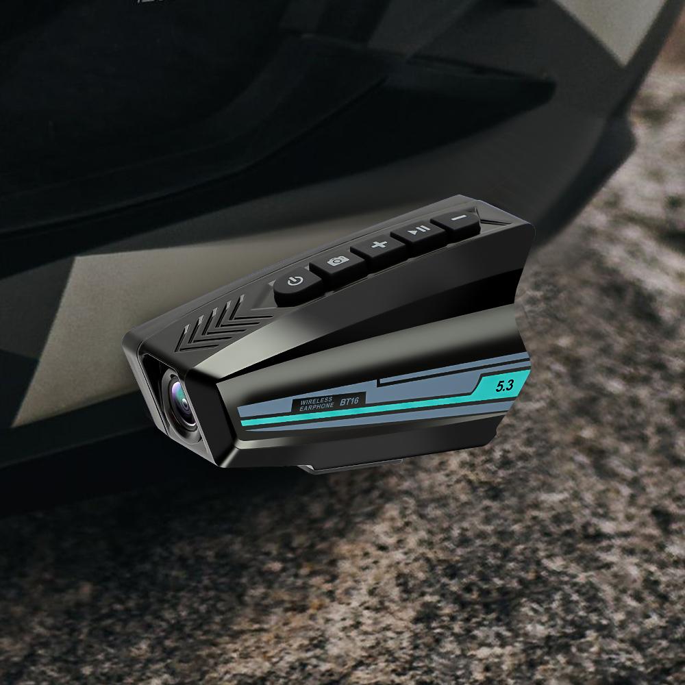 Motorcycle Helmet Camera 1080P HD Video Recorder with 64G TF Card Bluetooth Helmet Headphones Dashcam Waterproof Motorcycle Earphone Video Dash Camera