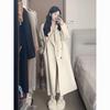 Sense Oatmeal Wool Coat for Women - Korean Style, Mid-Length, Plus Velvet, Thick, Perfect for Autumn and Winter.