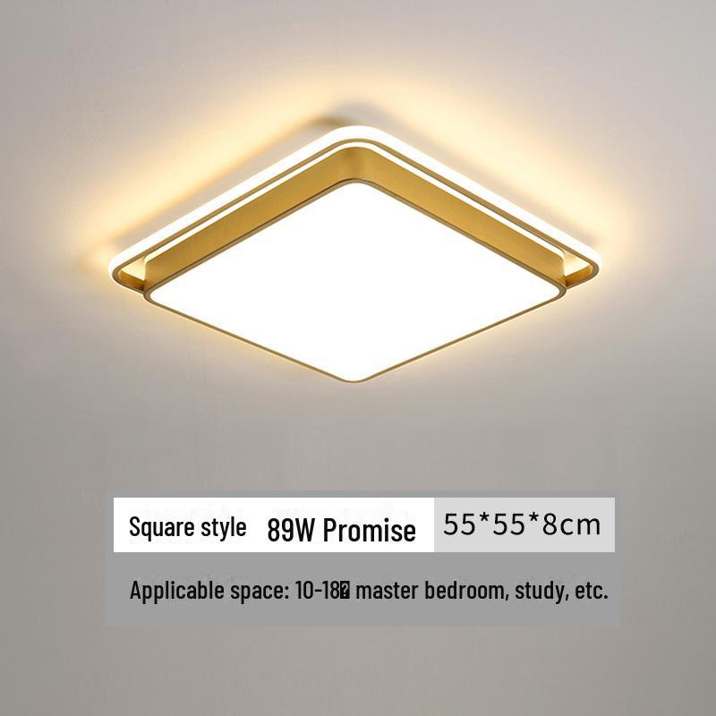 Gold Rectangular Ceiling Lamp Set for Living and Bedrooms