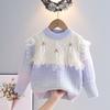 Princess Lace Spliced Sweater for Winter Girls' Thick Knit Sweater with Pullover Top