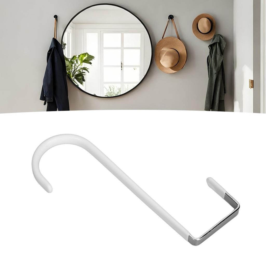 4Pcs Over The Door Hooks Stainless Steel Space Saving Multifunctional Door Hangers for Coat Hat Bag White