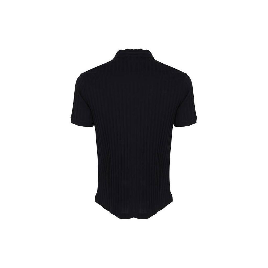 Emporio Armani SS23 Solid Vertical Striped Button Short Sleeve Polo Shirt Men tops Navy-Blue 3R1F71-1JGYZ-09J2