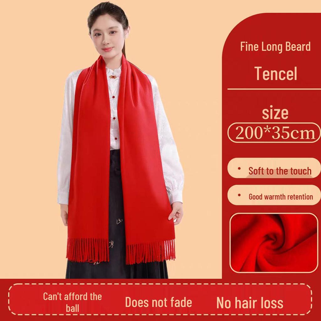 Custom Embroidered Red Scarf for Annual Meeting Gift