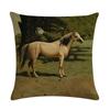 Retro Nostalgische Kunst Pferde-Druck Dekorative Kissenhülle Baumwolle Leinen Haus Auto Sofa Kissenbezug Heimdekoration 45X45cm