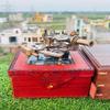 Brass Nautical Sextant: Maritime Navigational Instrument with Wooden Box