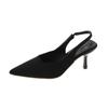 2025 Spring New Pointed Thin Heel Middle Heel Single Shoes Empty Bag Head Sandals High Heels Green Women's Shoes