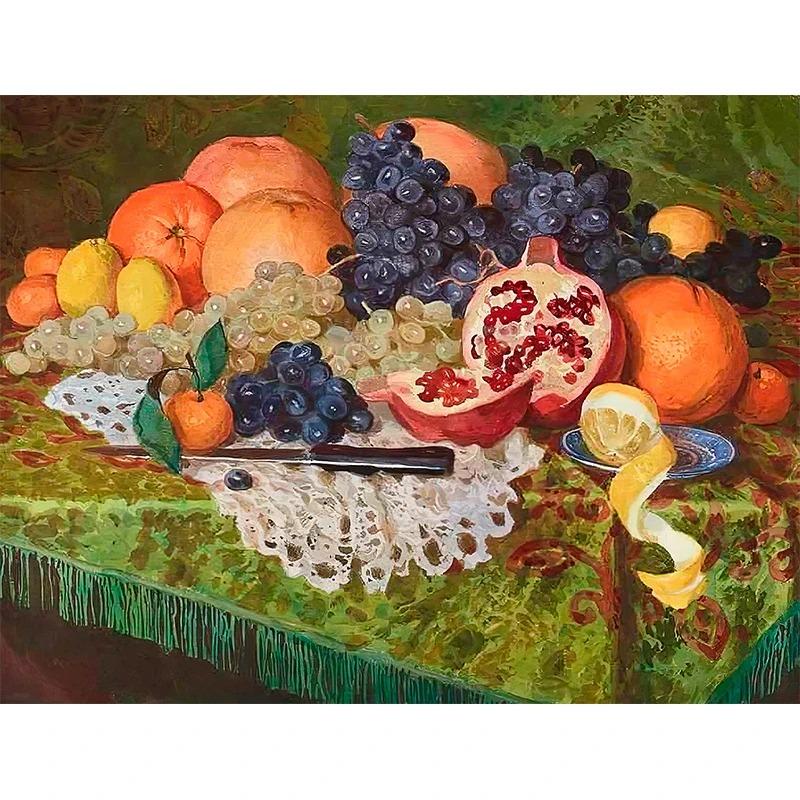 Nordyckie Warzywa i Owoce w Koszyku Plakat Kolorowa Sztuka Ścienna z Jedzeniem Obraz na Płótnie do Dekoracji Jadalni Kuchni Cuadros