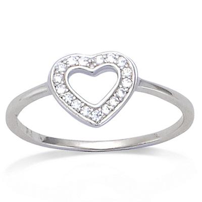 Silver Ring 'Love' Silvery White (rhodium Plated) - 9x8 Mm