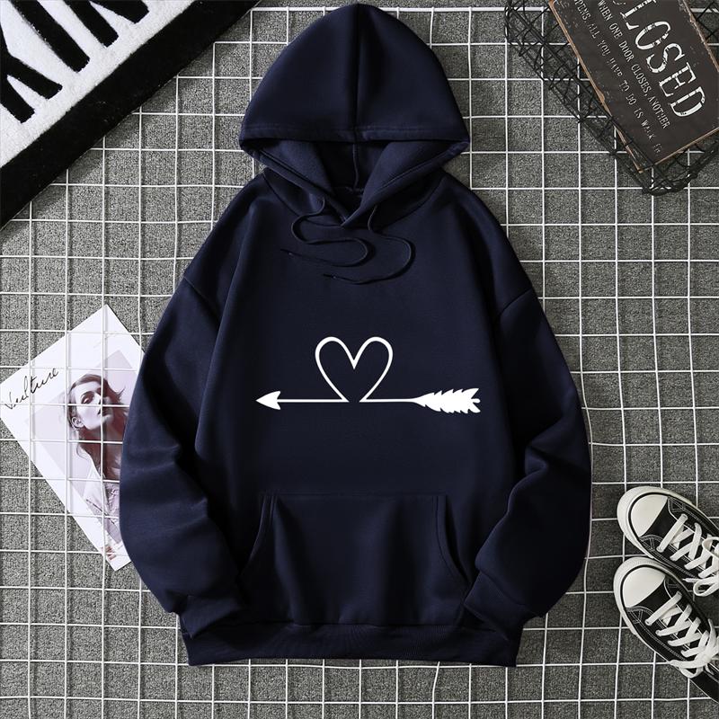 Women's Hoodie High Street Unisex style Double Pockets Sweatshirts Outerwear Heart Print Women's Clothing