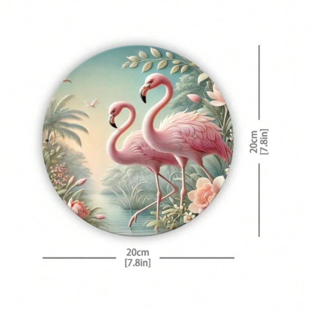 Vintage Style Metal Wall Art Flamingo Floral Home Decor Gift