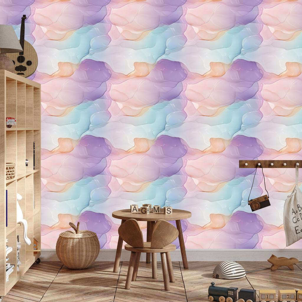Ink Wallpaper Light Gray, Purple and Coral 50x1000