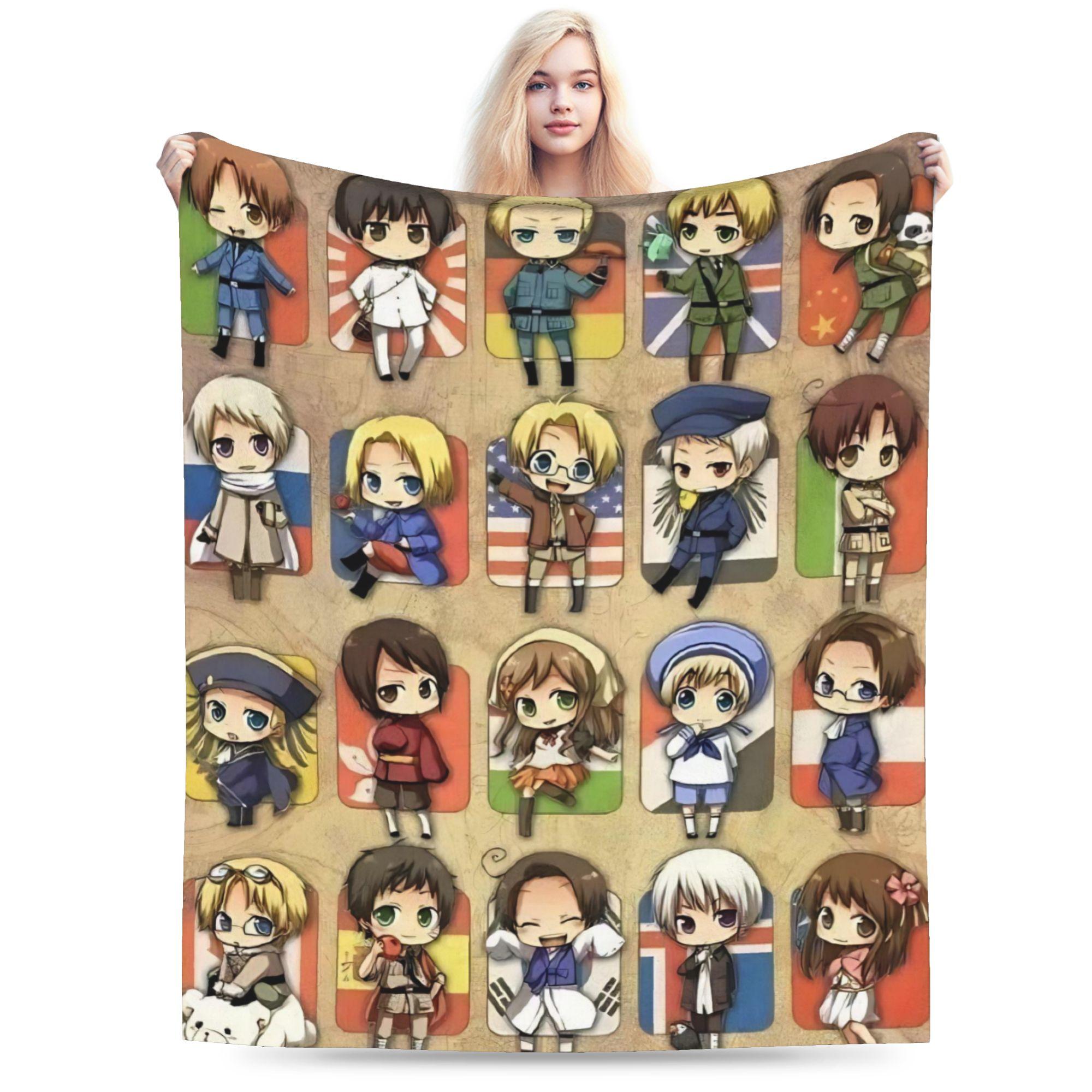 

Super Soft Hetalia Axis Powers Anime Throw Blanket Premium Flannel Fleece Lightweight Blanket Cozy Plush Blankets All Season Use 75x90cm