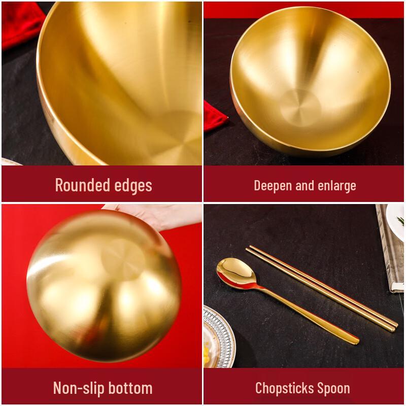 ZISIZ Stainless Steel Golden Bowl Set