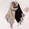 Autumn and Winter New Solid Color Cashmere Scarf Women's High-end Sense Thickened Warm Double-sided Two-color Fringed Shawl Scarf