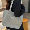 Solid Color Tote Bag, Trendy Shoulder Bag, All-Match Corduroy Handbag, Women's Classic Purse