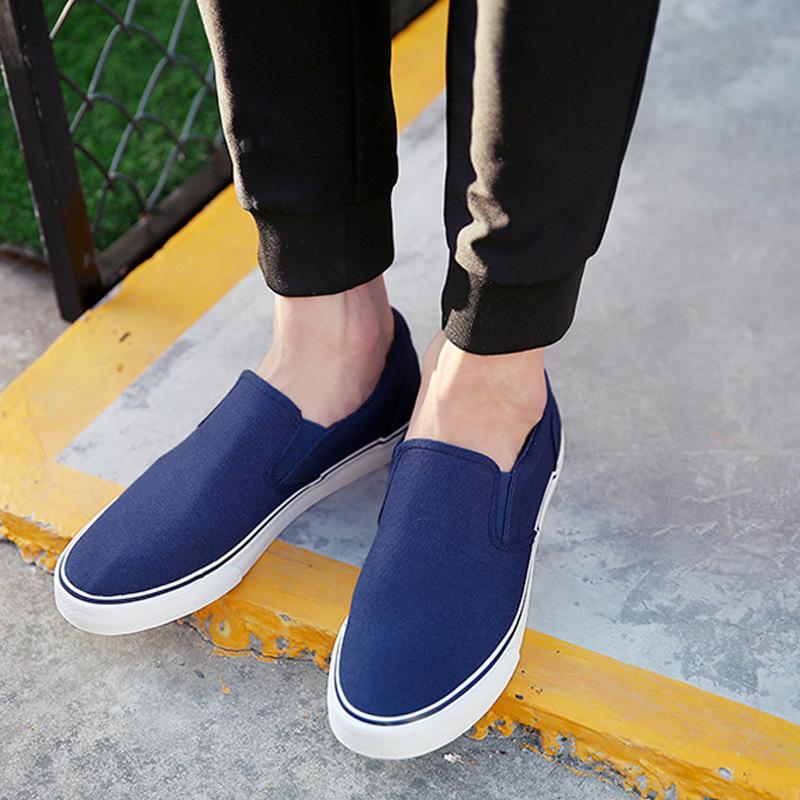 Men's Casual Shoes High-quality Men's Shoes One Pedal All Black Canvas Shoes Casual Sets of Men's Breathable Cloth Shoes Gvf