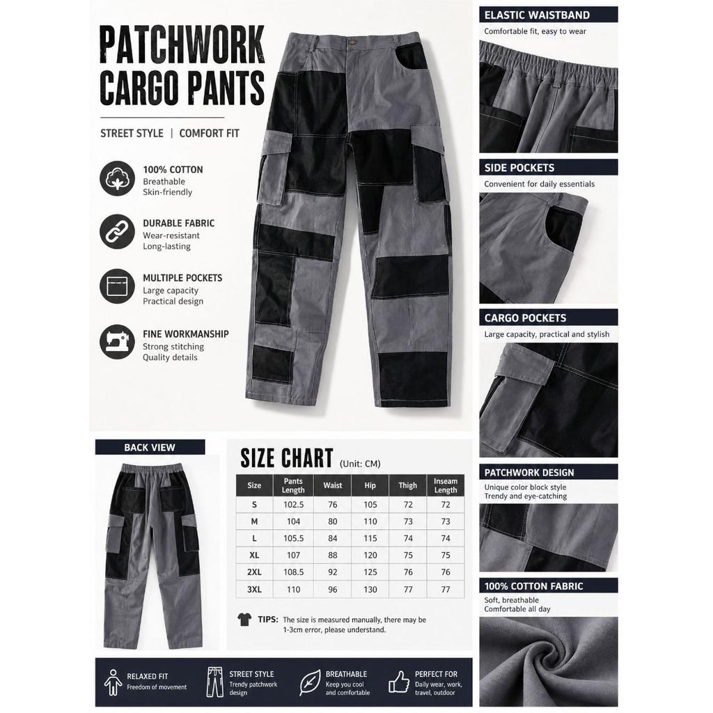 2026 New Style European Men's Multi-color Block Tactical Multi-pocket Outdoor Workwear Pants