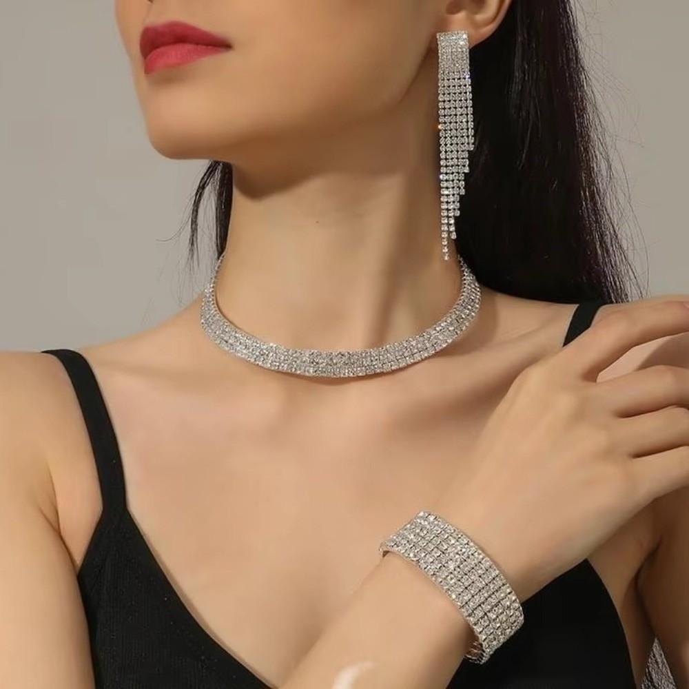 Necklace Bridal Jewelry Set Romantic Rhinestone Jewelry Set Wedding Accessories Wedding Party