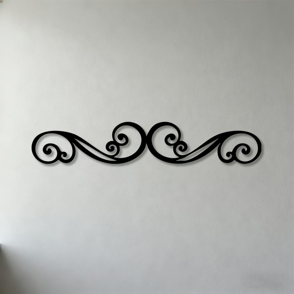 

Elegant 2D Flat Metal Wall Sculpture Intricate Scroll Decorative Art for Living Room Bedroom Office 30cm-11.81inch чорний