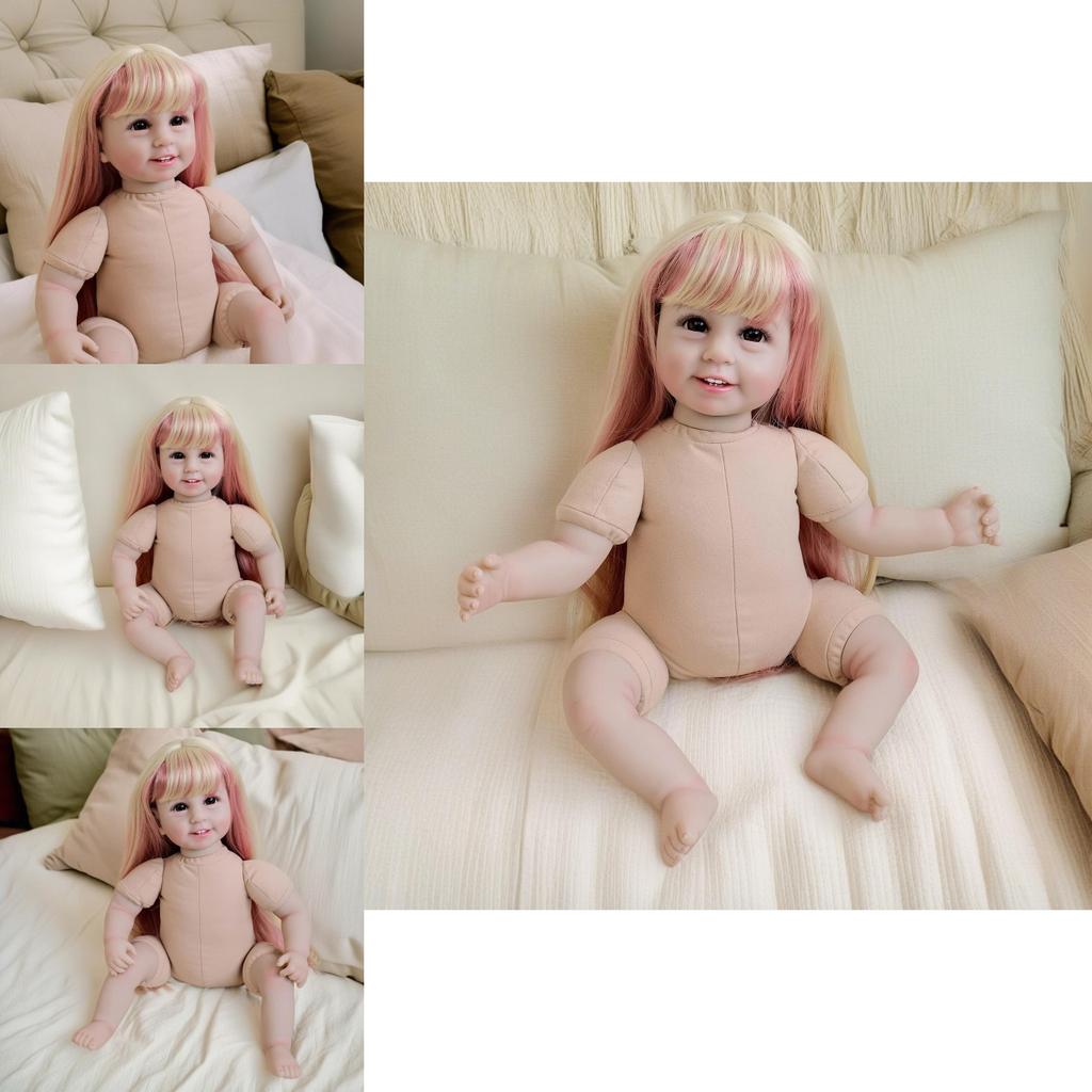 Silicone Doll Wig Set With Colorful Hair For Creative Play