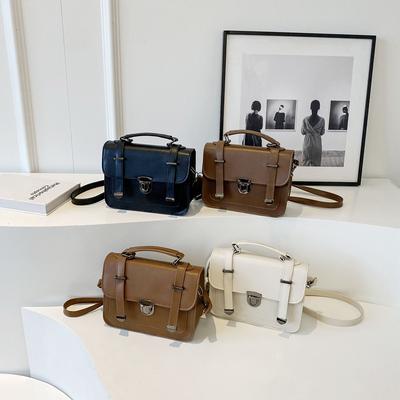 Retro Women's Bag Solid Color New Winter Fashion Handheld Small Square Bag Casual Fashion Ladies One-shoulder Crossbody Bag