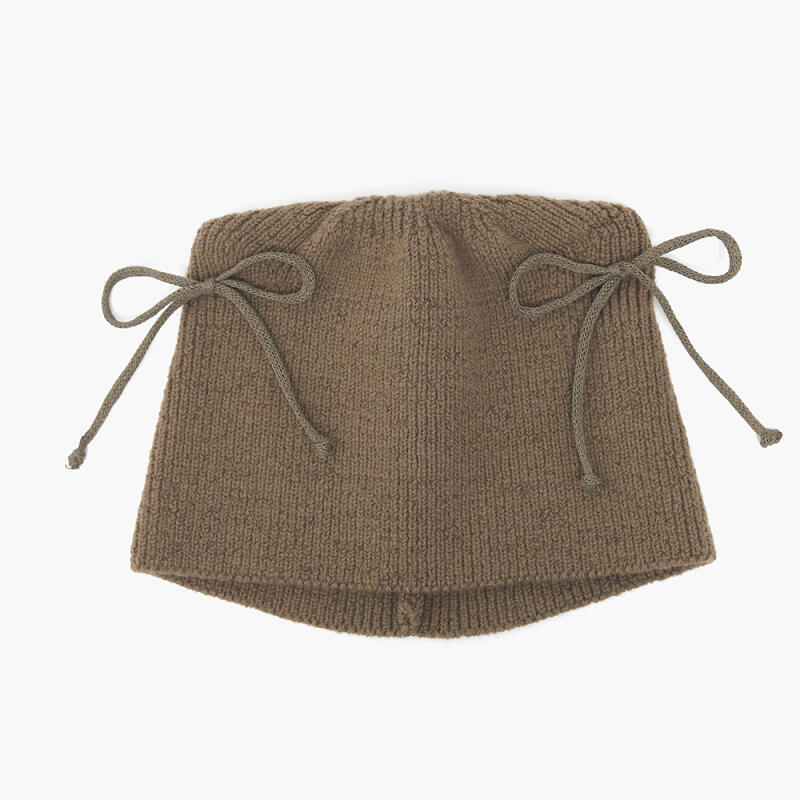 Women s Ribbon Point Cat Ears Bone Casual Beanie black
