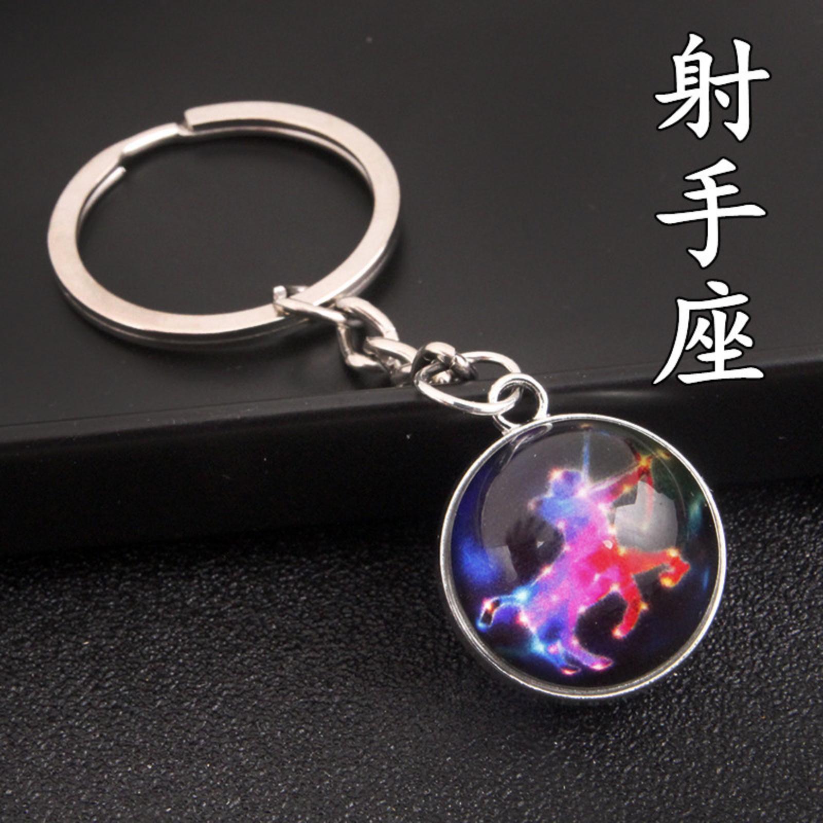 

12 знаків зодіаку, що світяться в темряві, брелок, сумка, підвіска, час, дорогоцінний камінь, двосторонній брелок зі скляною кулькою One Size