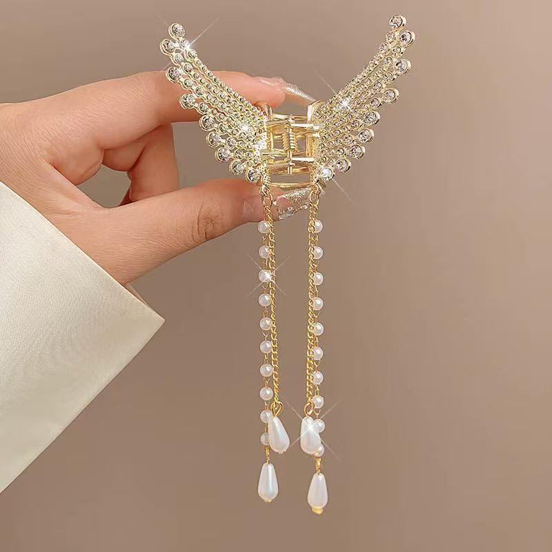 Элегантная металлическая заколка-бабочка для волос: Зажим-кисточка высокого класса для женского полухвоста