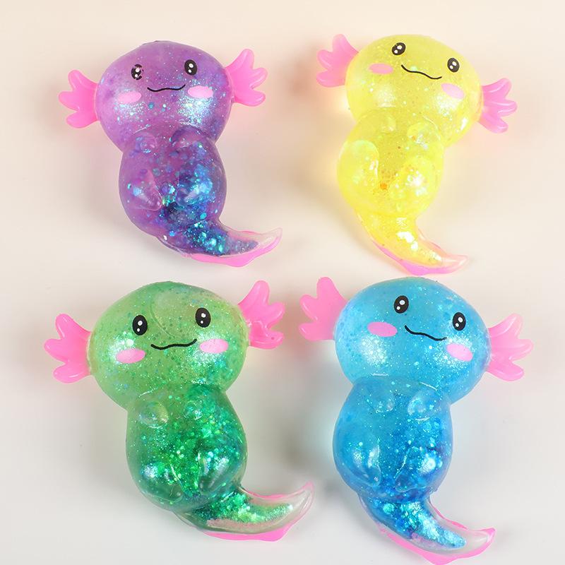 Colorful  Salamander Squishy Fidget Toy Cute Malt Sugar Filled Stretchy Squeeze Sensory Toy Stress Relief Anti-Stress Plaything Random 1Pcs