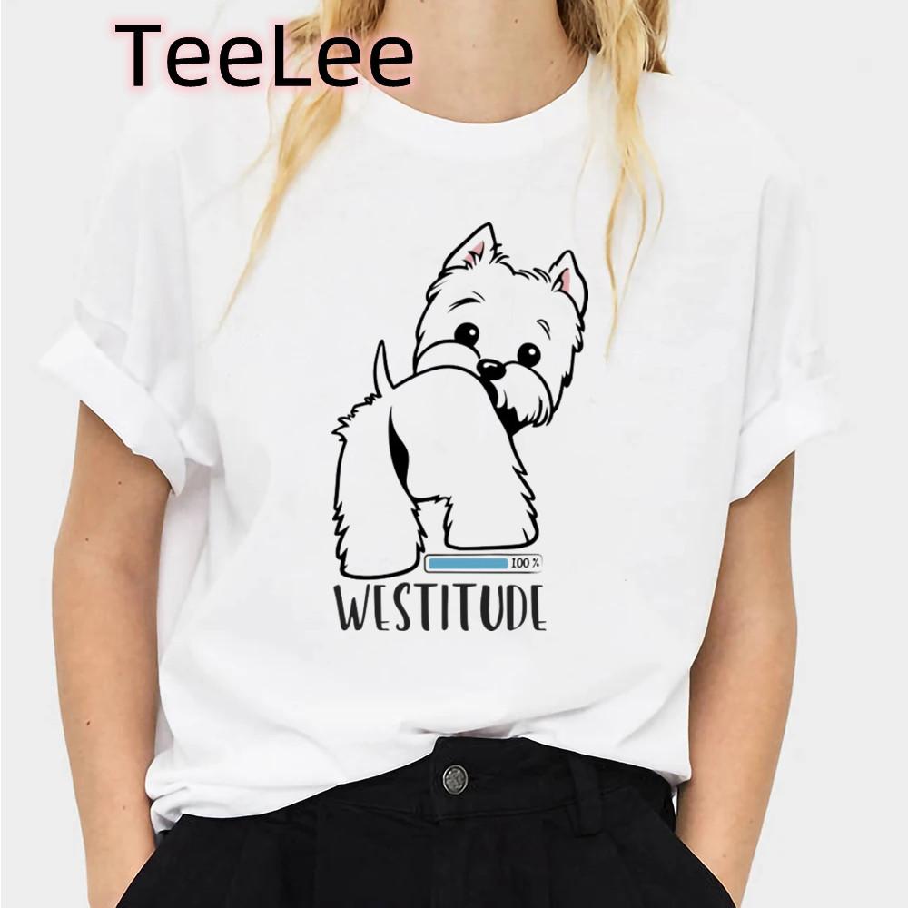 Aesthetic Funny Westie Highland Print Female Tshirt 90s Harajuku Kawaii Dog Tshirt Summer Fashion Unisexs Top T Shirt