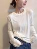 Women's Long-Sleeve T-Shirt - 2025 Autumn/Winter Collection, Versatile Design with Shell Buttons
