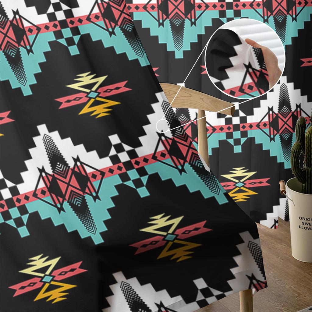 Traditional Aztec Pattern Sheer Curtains for Living Room Modern Voile Curtain Bedroom Tulle Curtains Window Drapes Decor