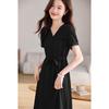 Sanpowa V-Neck Chiffon A-Line Midi Dress