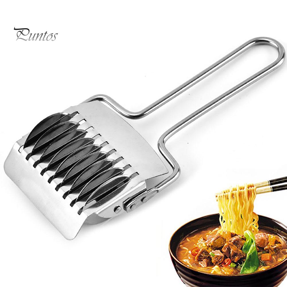 Puntos Kitchen Stainless Steel Noodle Lattice Roller Dough Cutter Pasta Marker Gadget