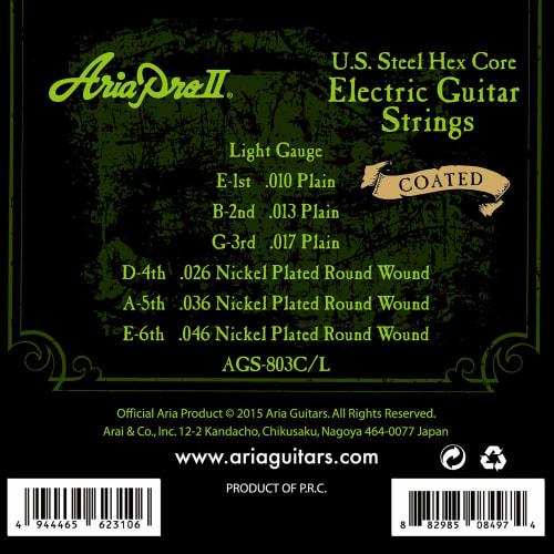 Ariapro II Coated Nickel Light Electric Guitar Strings (3-Pack) AGS-803C/L