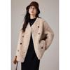 VICTORIA&VERA Women's Winter 100% Wool Double-Breasted Short Jacket