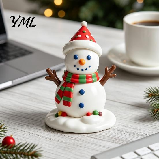 Exquisite Resin Craft for Shelf Christmas Figurine, Cute Clay Style Santa Snowman Gingerbread Man Unique Holiday Party Photo Props Statue, Festive