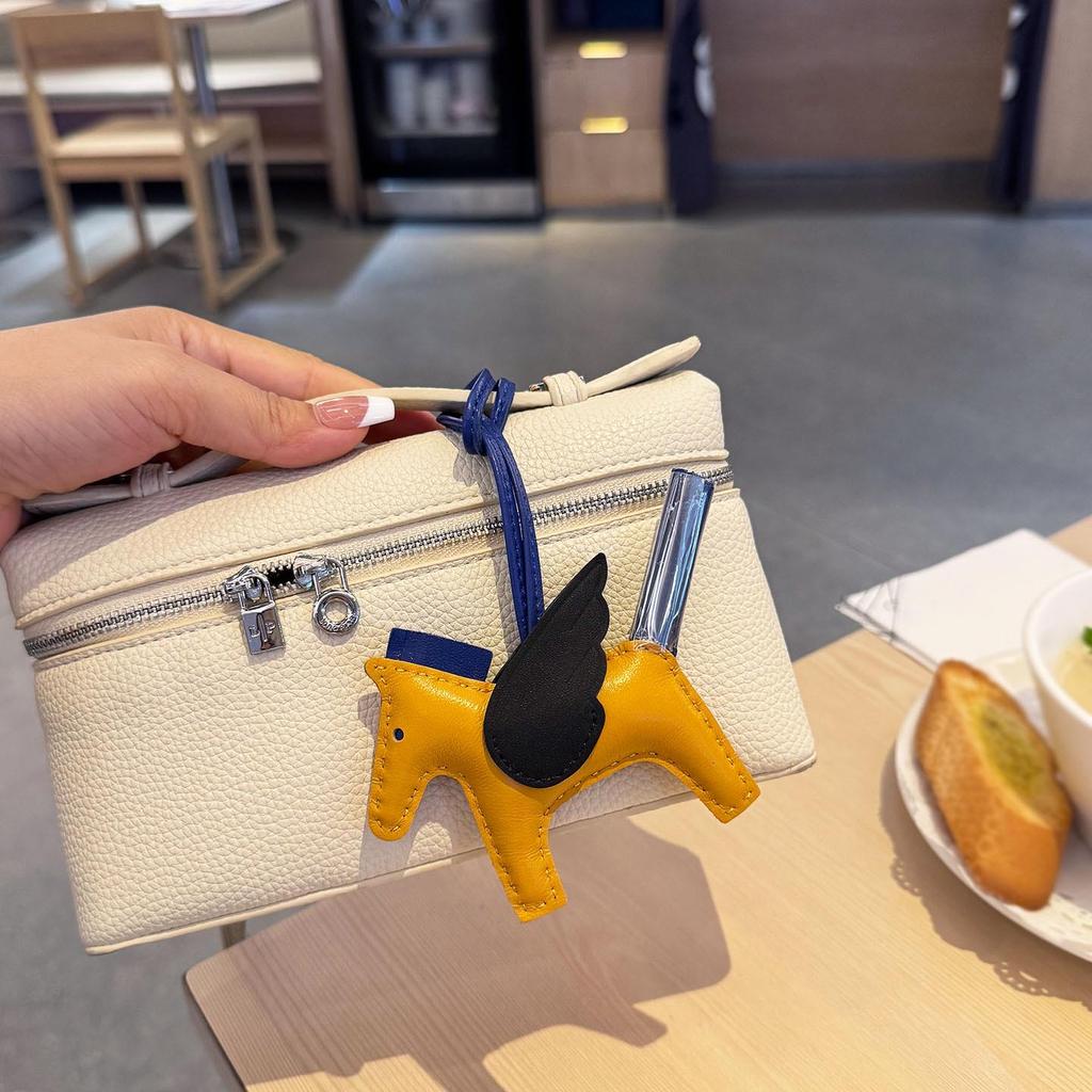 Engel Pegasus Handgenähter Lammfell Taschenanhänger - Niedliche Damenhandtaschen Dekoration & Autoschlüsselanhänger