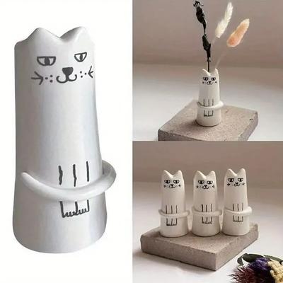 Cat Vase Pet Hair Commemorative Collection Bottle Creative Cat Beard Storage Box Home Desktop Decoration Resin Vase Decoration