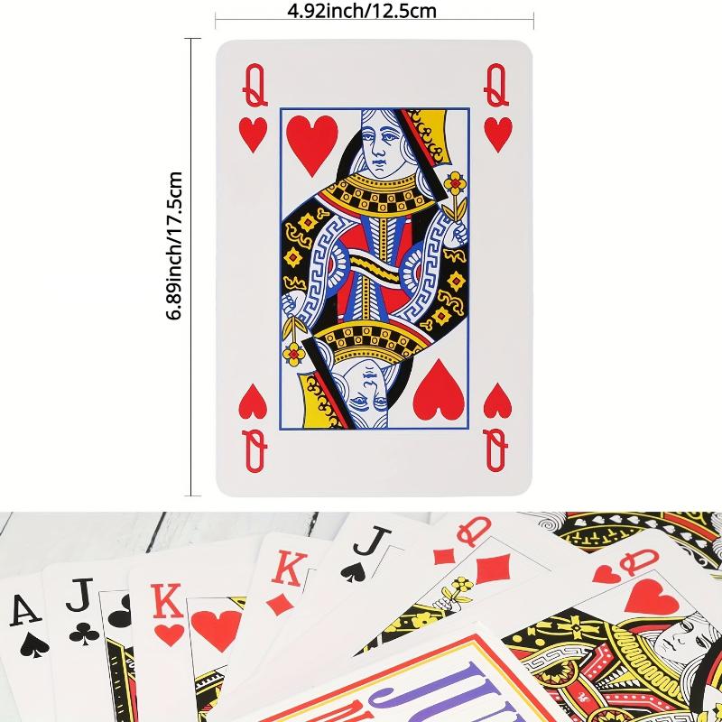 Obří sada hracích karet – 54 karet pro pokerové hry velkého rozsahu, 4x větší než standardní balíčky, potřeby pro párty