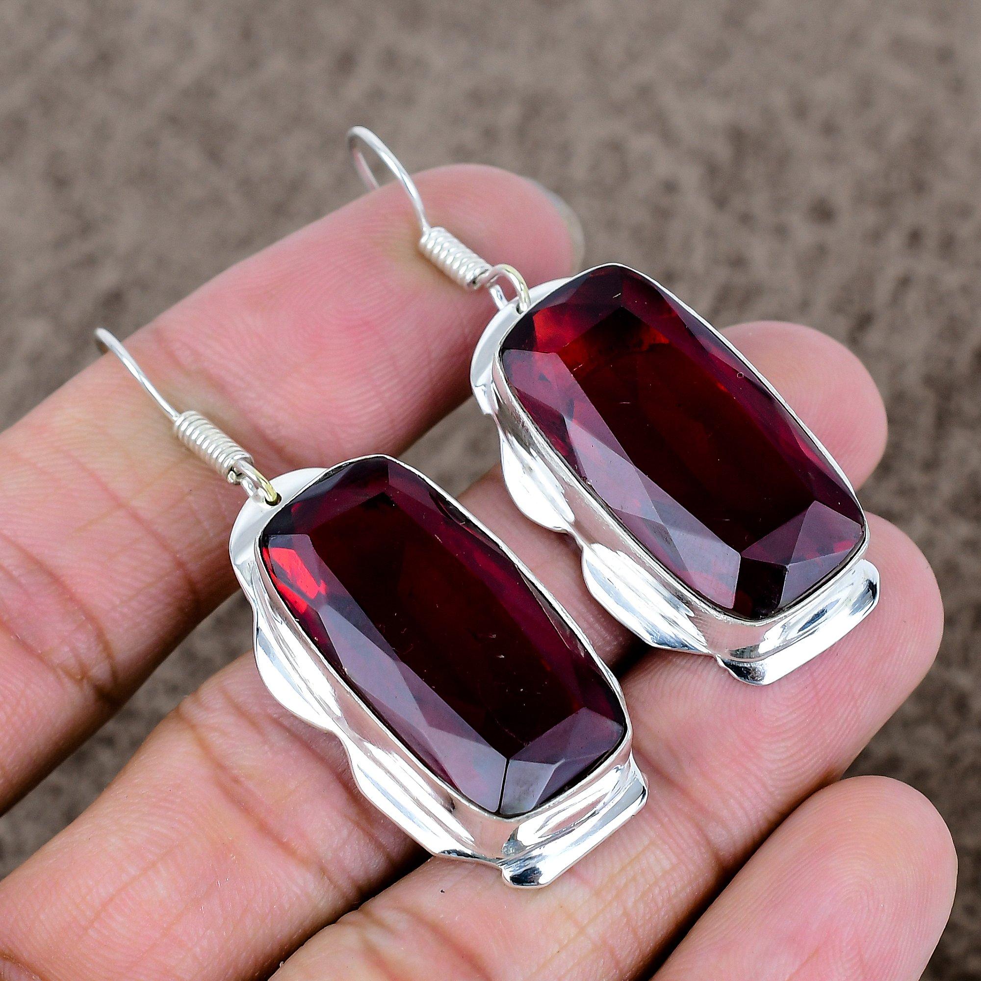 

Гранат Камінь Ручної Роботи Срібло 925 Проби Ювелірна Сережка 2.21 KKG-632