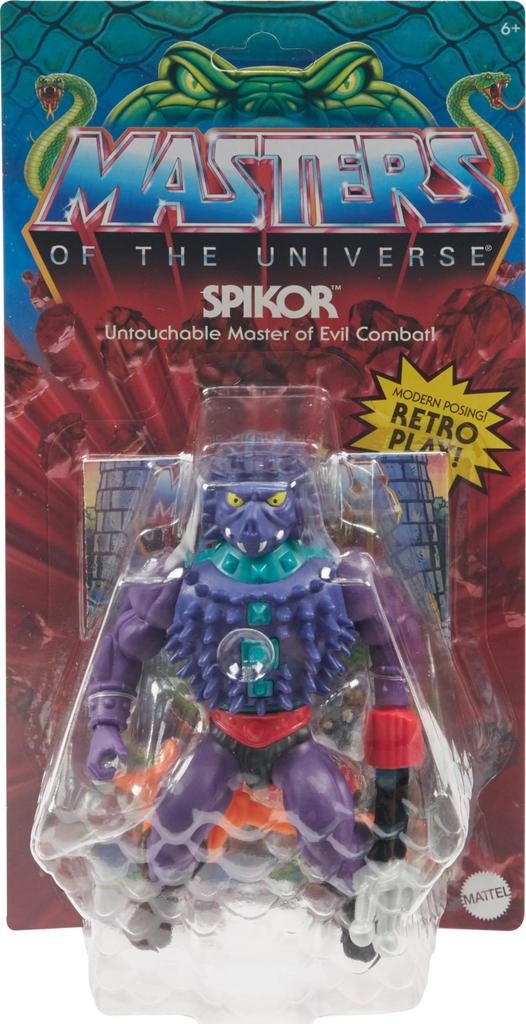 Masters of the Universe Origins Snake Male Articulated Collectible MOTU Figure with Accessories and Mini HKM79 Toy, Spiker, Comic,