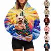 Women's Fashion Christmas Print Hoodie with Pet Pocket, Casual Pullover for Holiday Wear